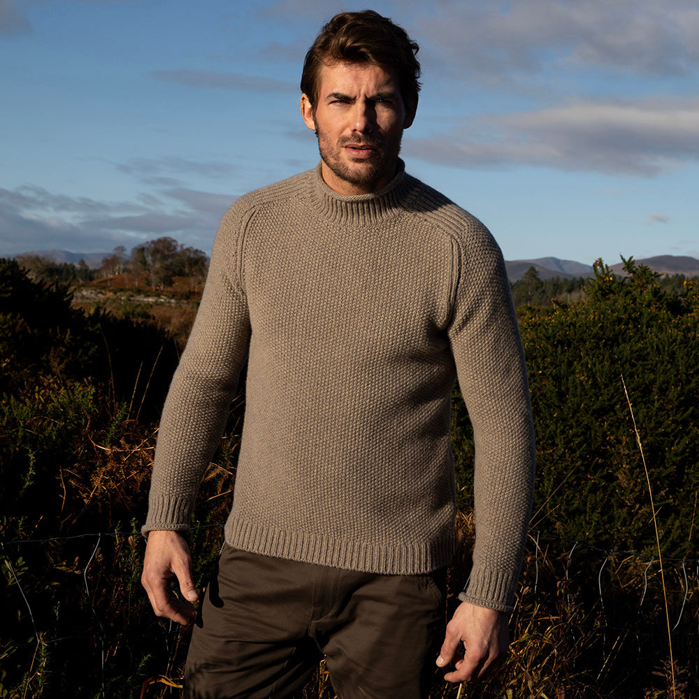 Chunky Seed Stitch Sweater In Clay