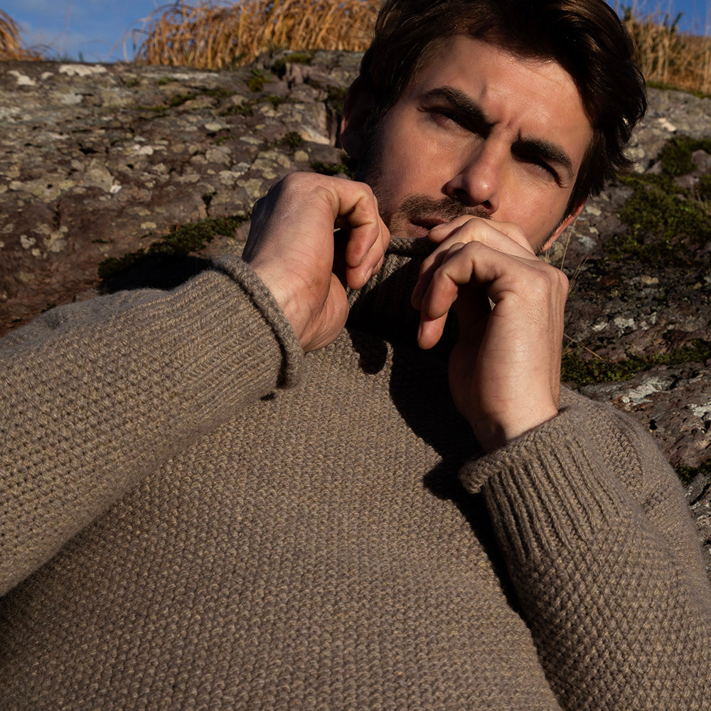 Chunky Seed Stitch Sweater In Clay IDH