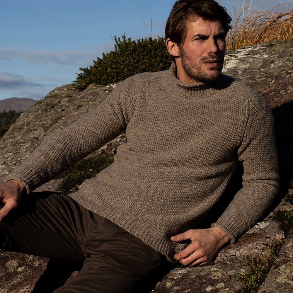 Chunky Seed Stitch Sweater In Clay