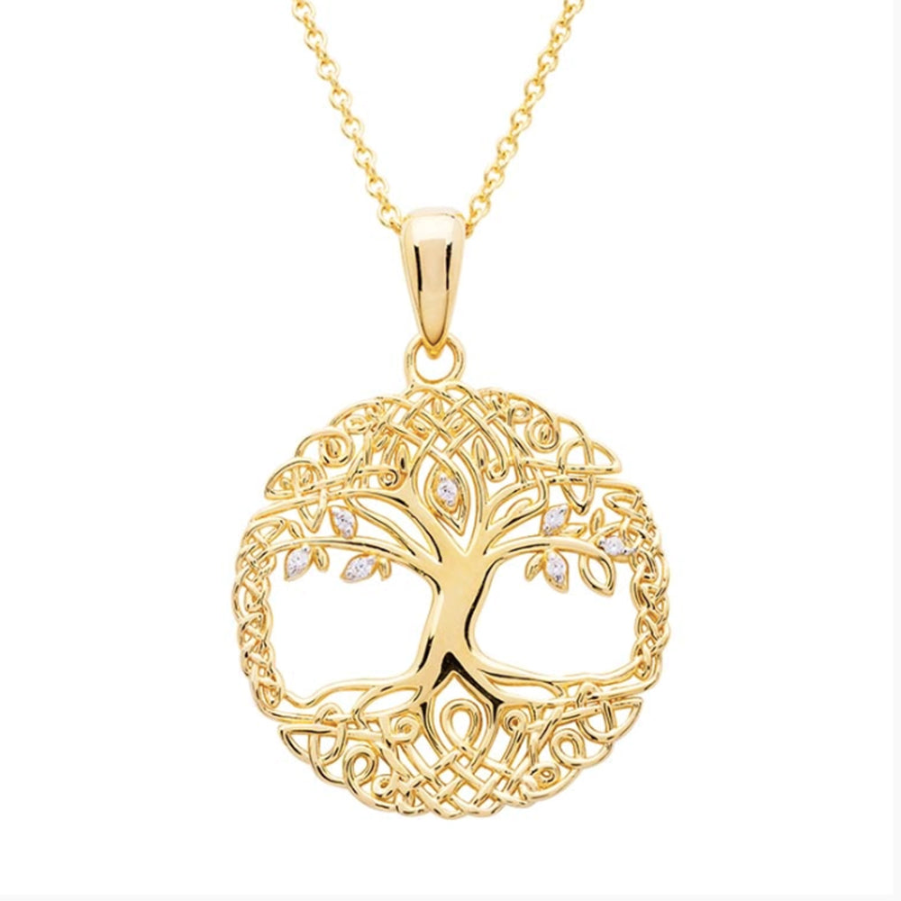 14kt gold tree of life irish necklace