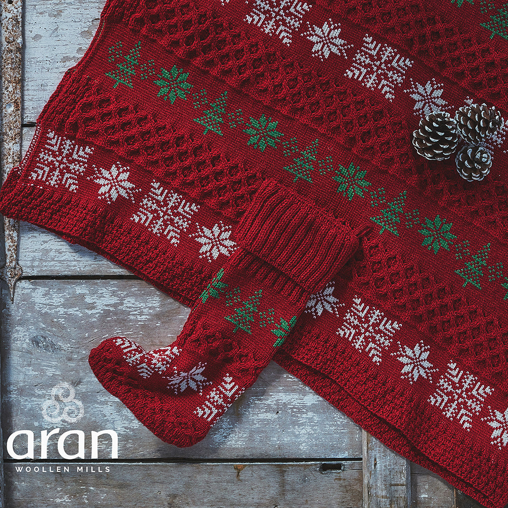 Irish Knitted Christmas Blanket and Christmas Stocking