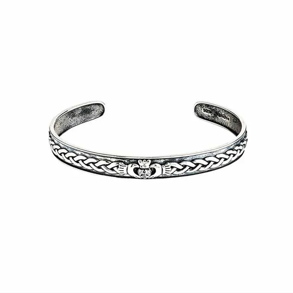 Celtic Claddagh Bangle Sterling Silver