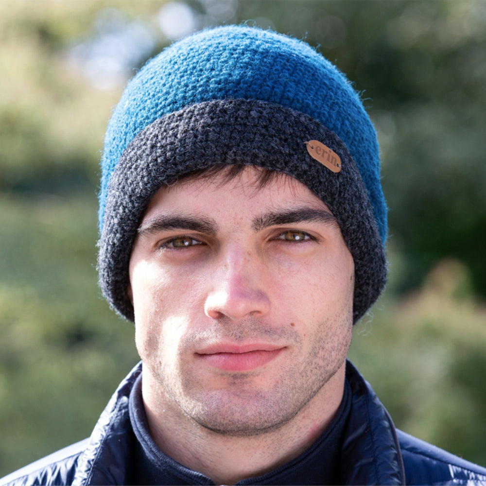 Men's dark teal crochet hat by Erin Knitwear