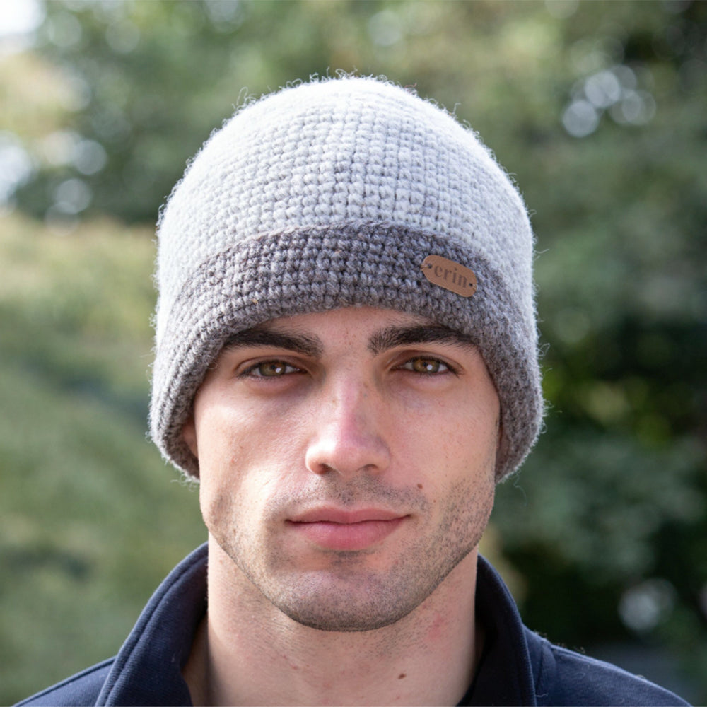 Men's Crochet Oatmeal Beanie by Erin Knitwear