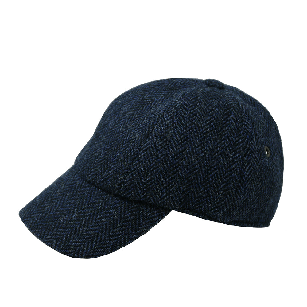 Hanna Hat Navy Black Herringbone Baseball Cap