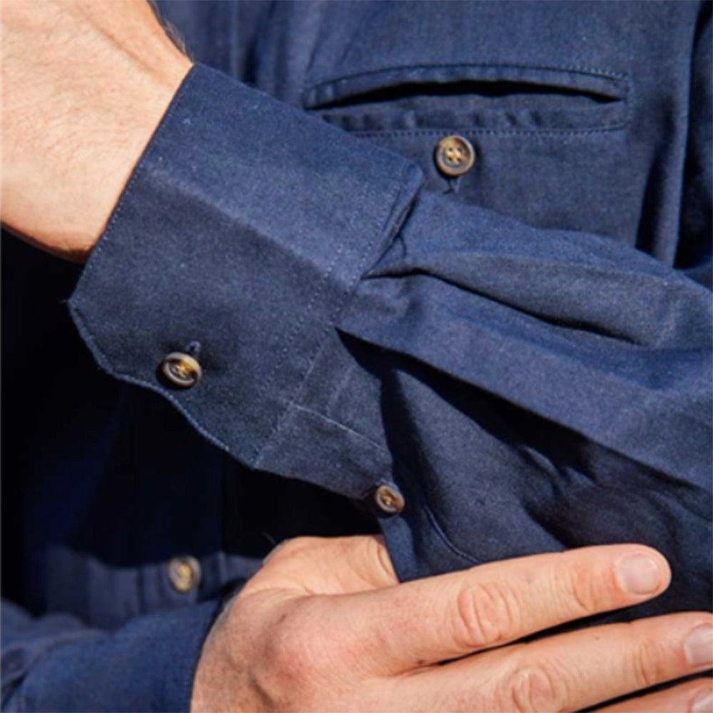 navy blue irish linen shirt 