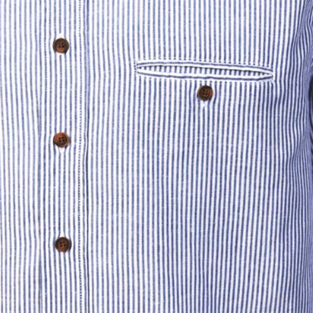 blue pinstriped irish linen shirt