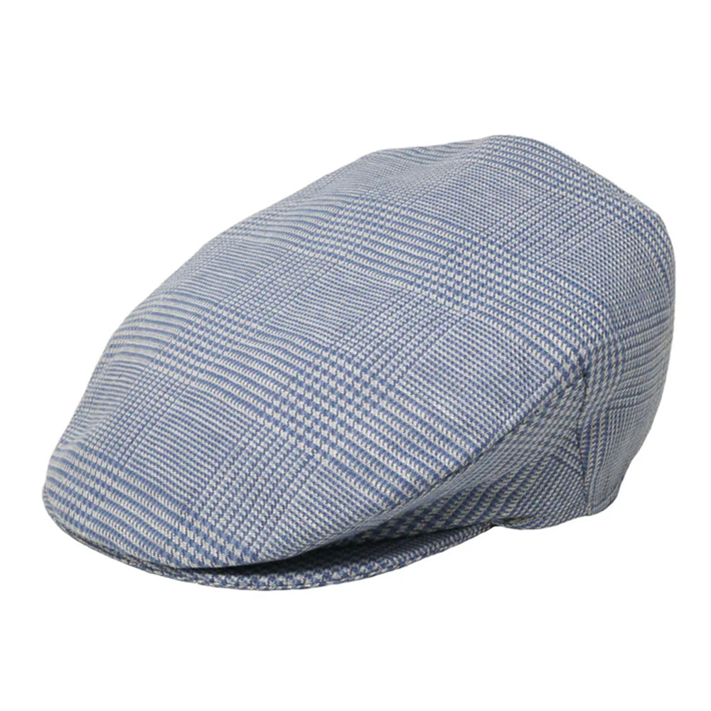 Vintage blue plaid linen cap