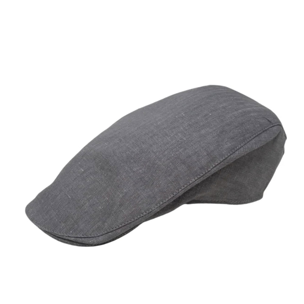Gray linen flat cap