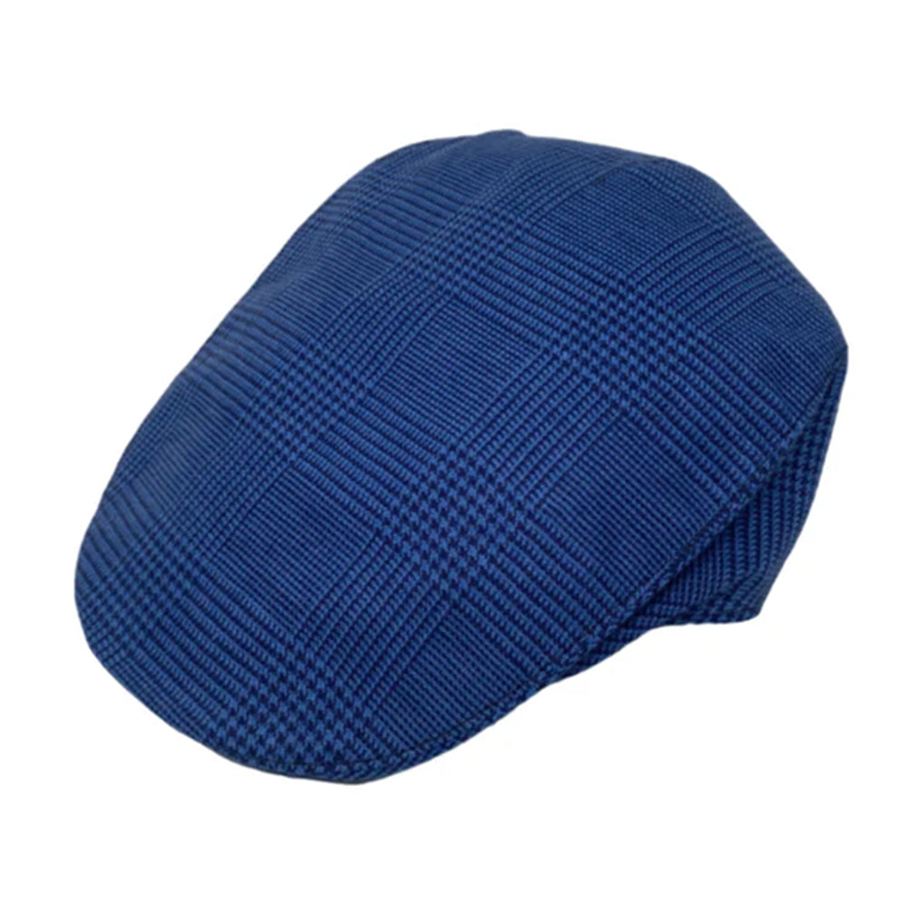 Blue plaid linen flat cap