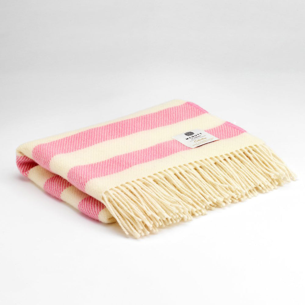 Children's wool blanket in pink stripe