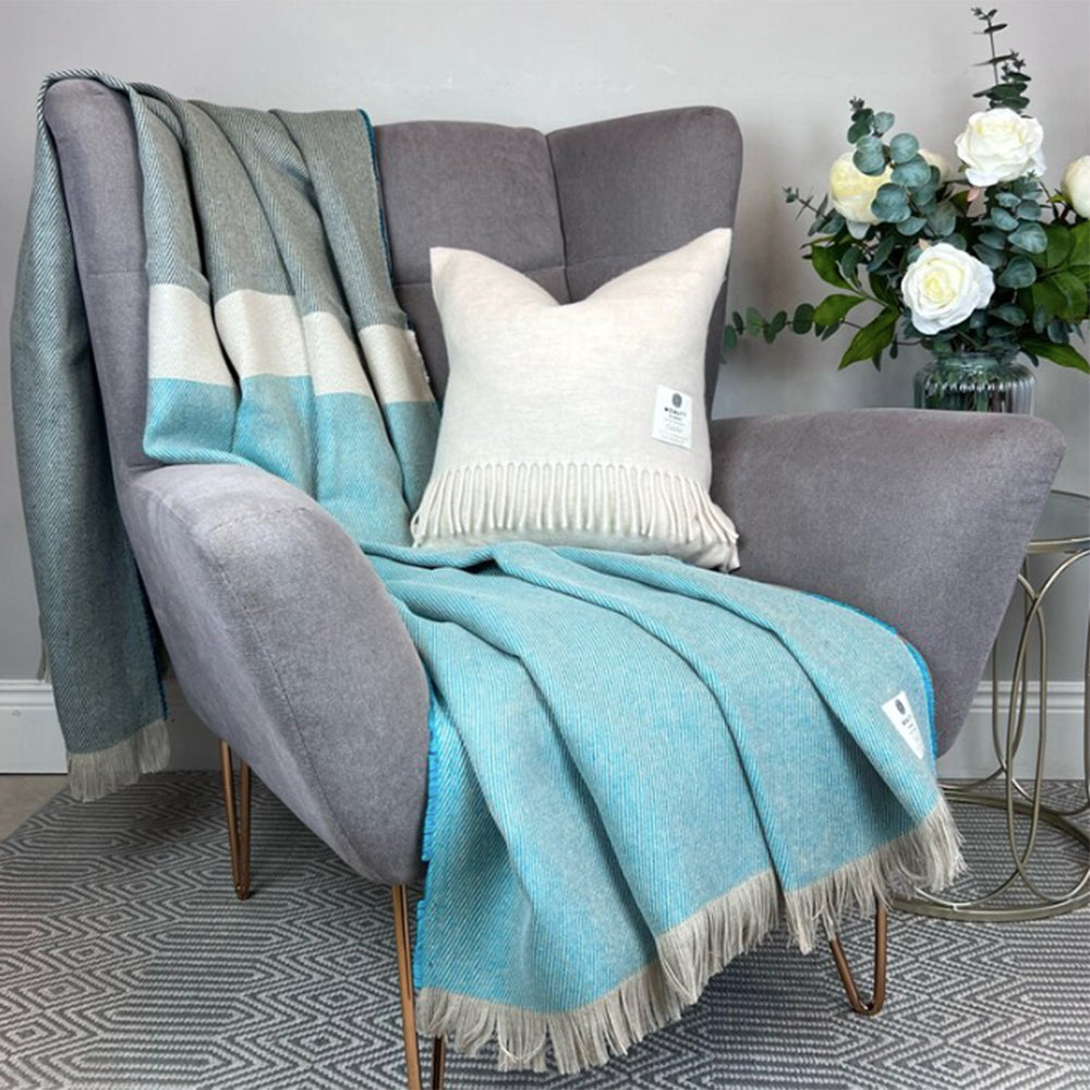 irish linen throw blanket block colour