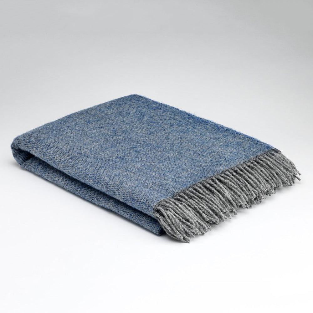 irish wool blanket in cosy periwinkle