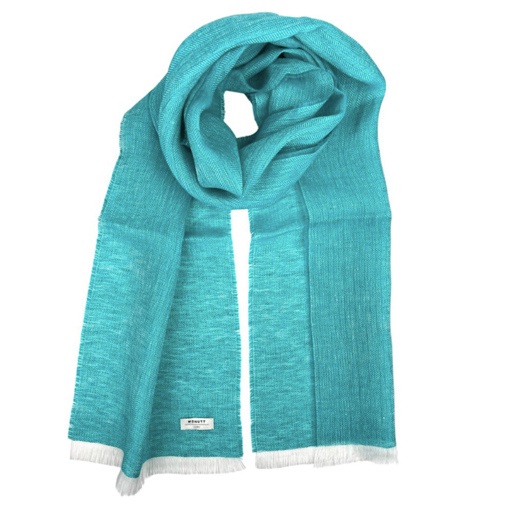 Irish Linen Scarf in Peacock/Teal
