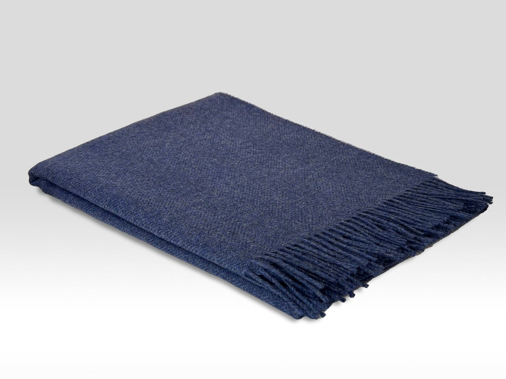 irish wool blanket in denim herringbone