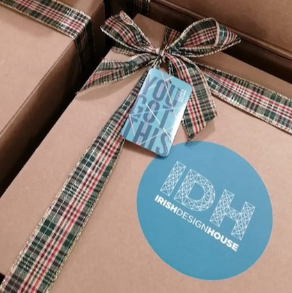 Irish Design House gift box with plaid ribbon, You Got This tag.