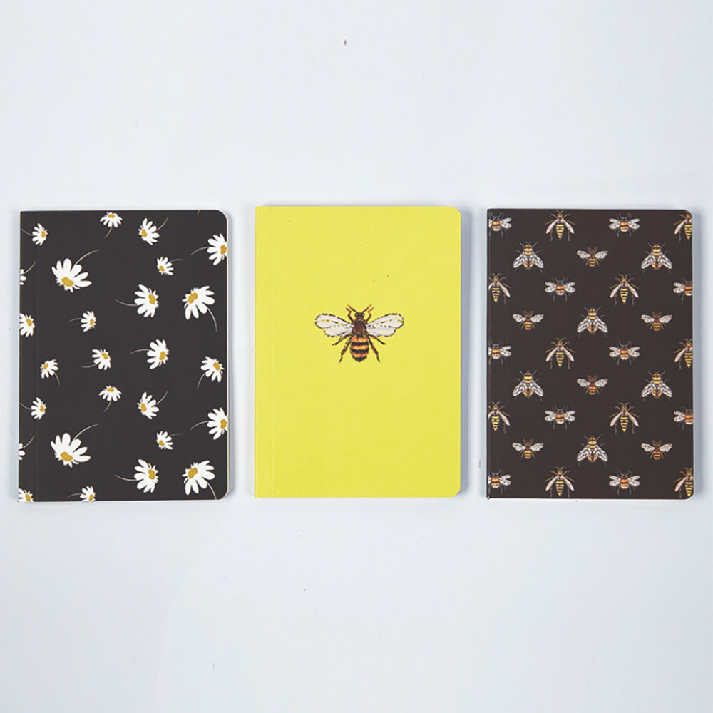 Small Notebook Set of 3 with Bee & Floral Designs