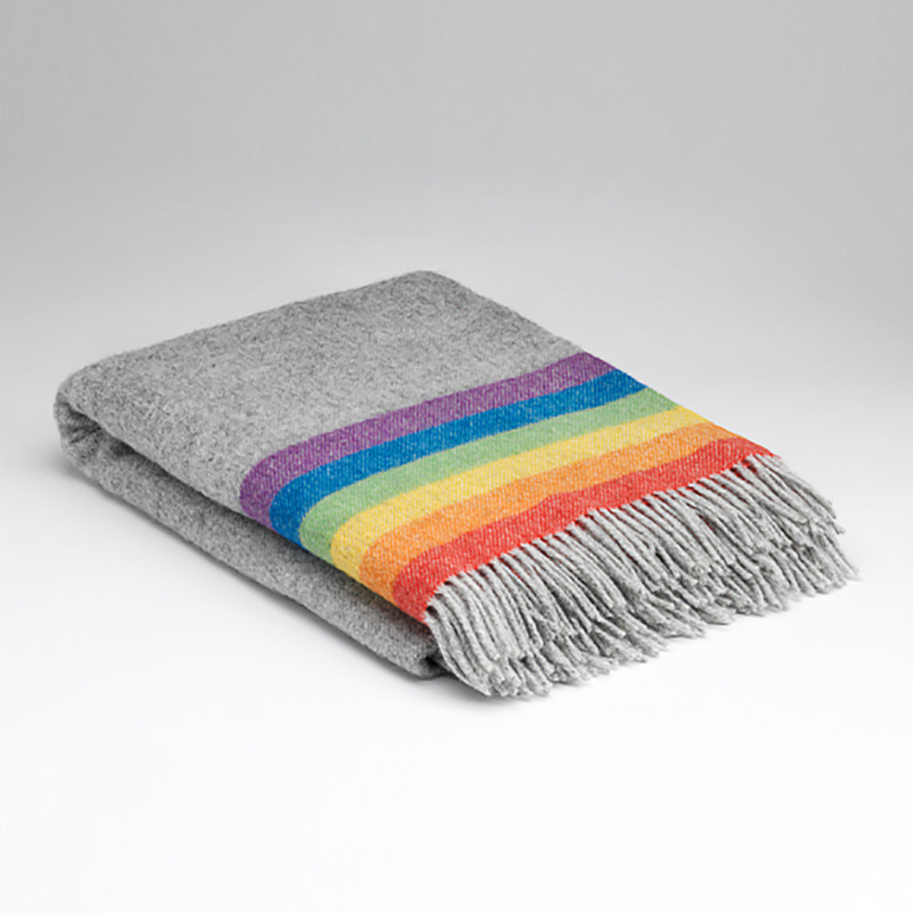 irish wool blanket in rainbow