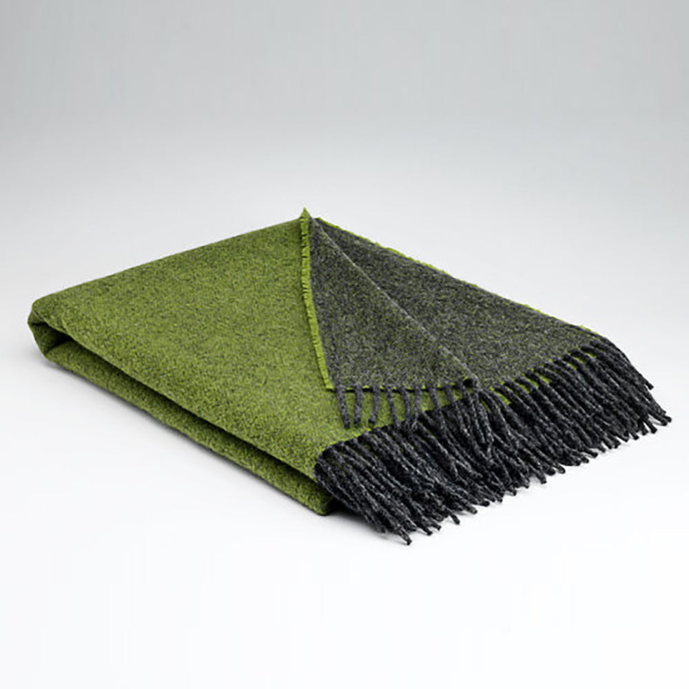 irish wool blanket in meadow green