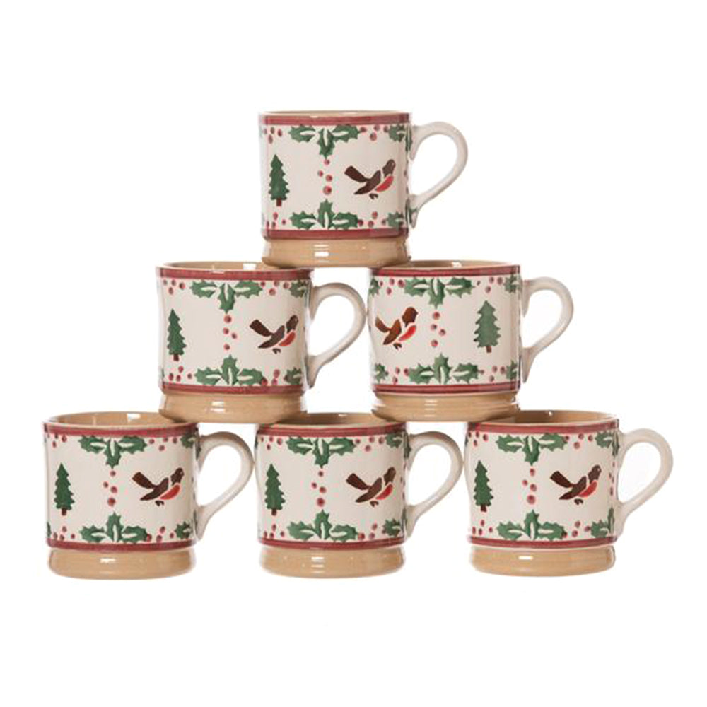 Six Nicholas Mosse Winter Robin mugs
