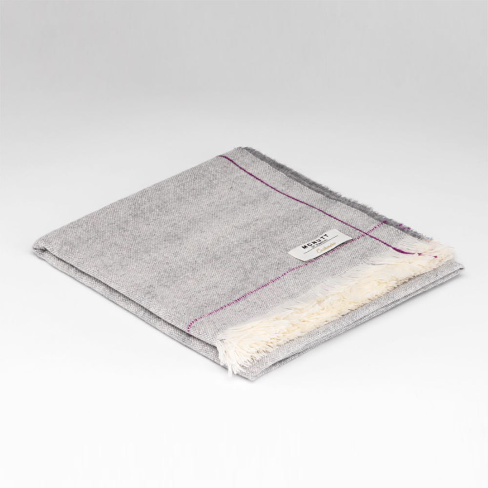 Silver With Raspberry Line - Cashmere Lambswool Scarf