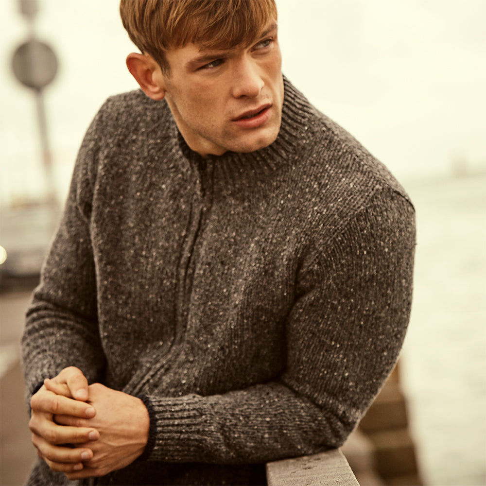 tramore zip cardigan in grey