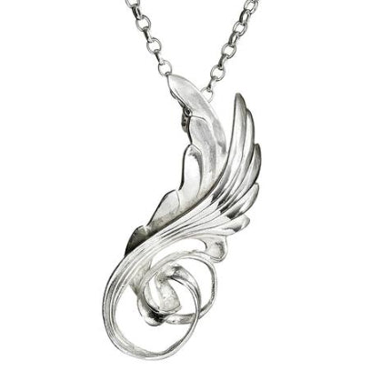 Silver Celtic knot wing pendant necklace
