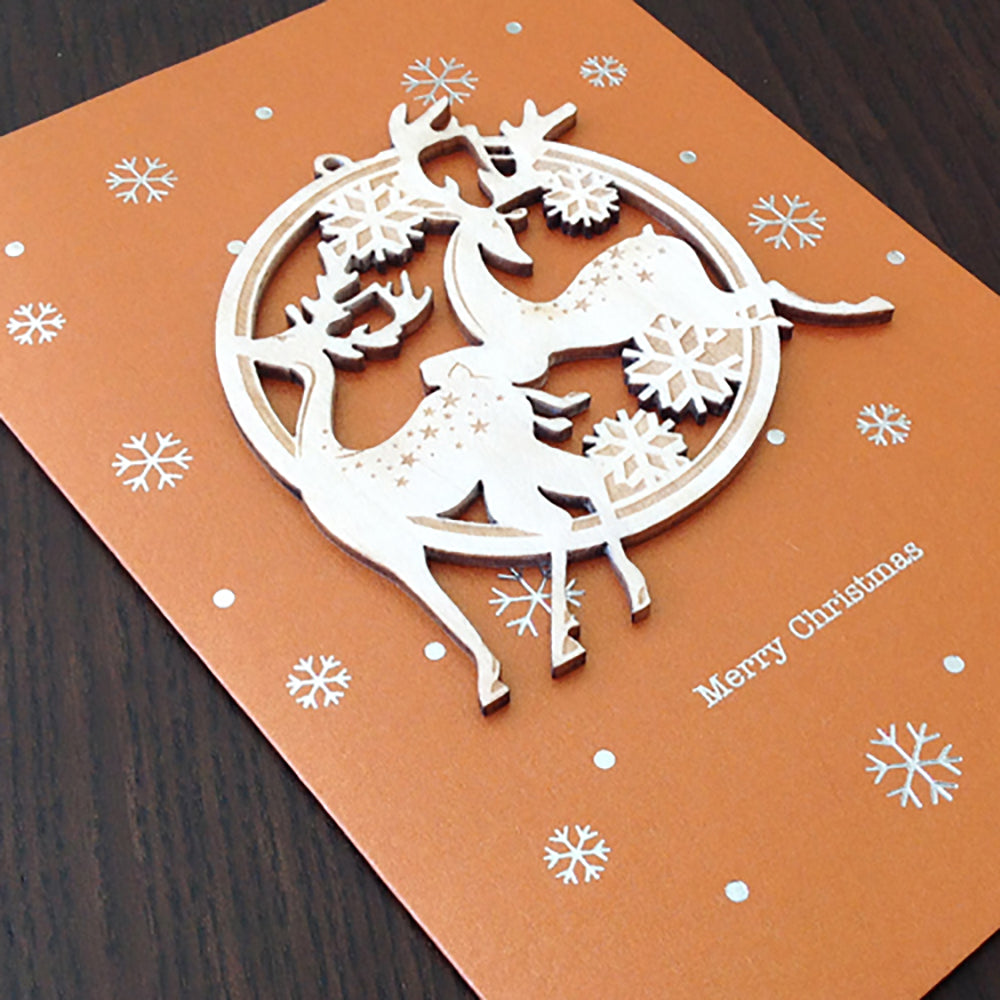 Christmas card with reindeer closeup