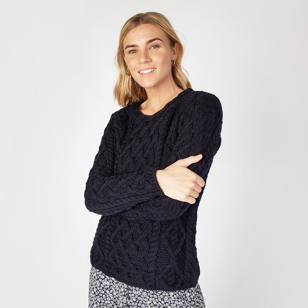 irish merino wool sweater in navy