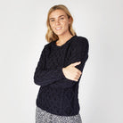 irish merino wool sweater in navy