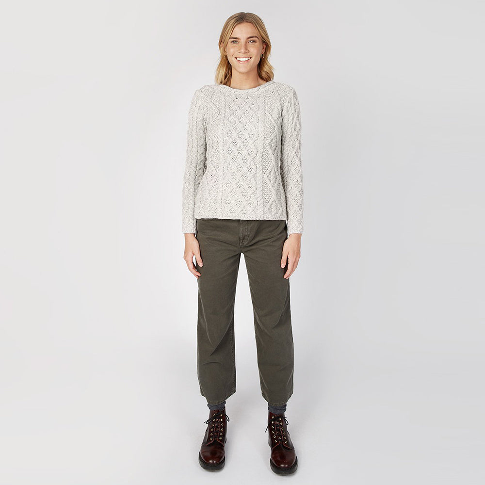 irish merino wool sweater in silver marl
