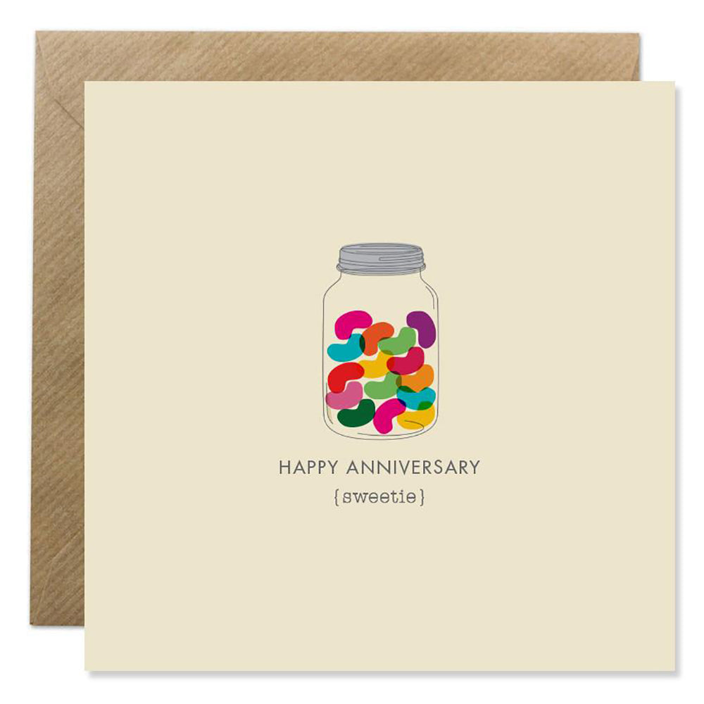 Anniversary Sweetie card with jar of jelly beans
