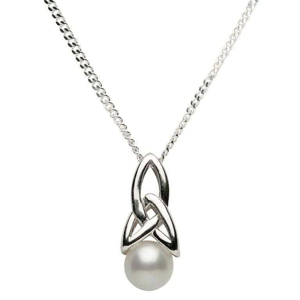 Irish Made Celtic Silver Pearl Necklace
