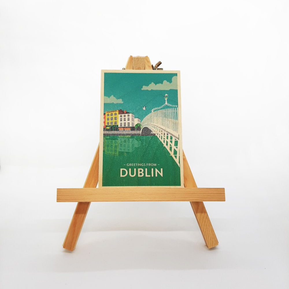 Dublin postcard on wooden easel
