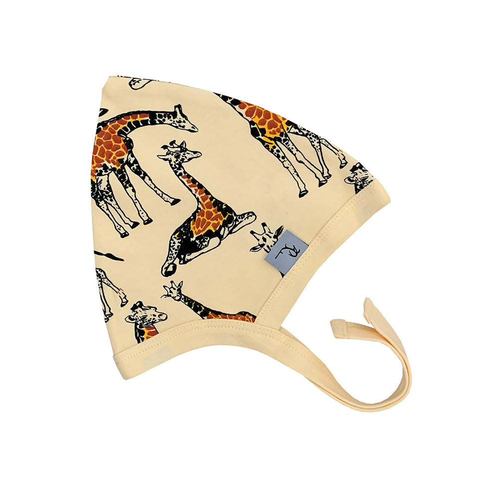 Baby Giraffe Print Bonnet In Yellow