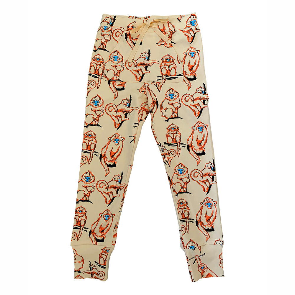 Kids Orange Monkey Cotton Jogging Pants