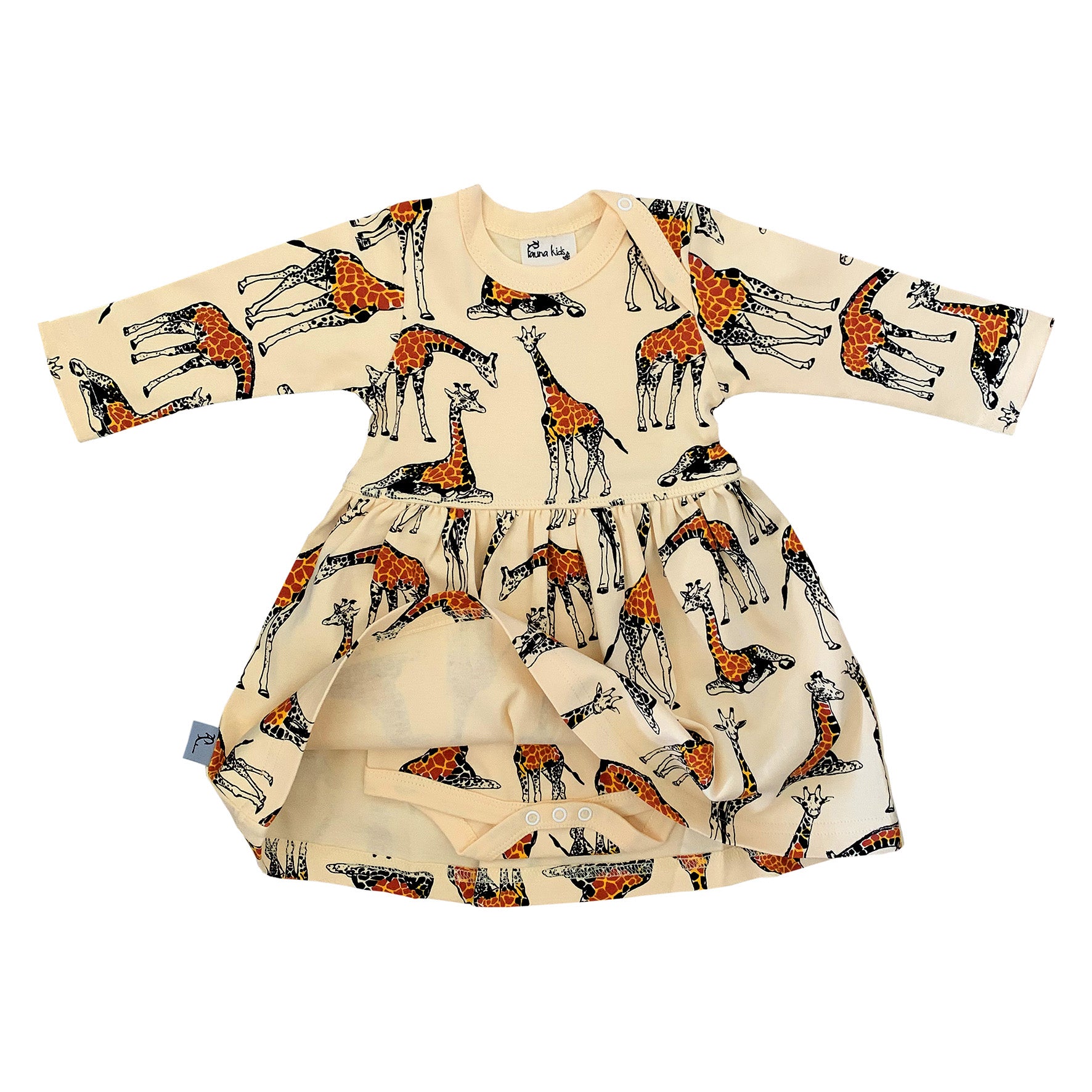 Baby Giraffe Print Dress in Yellow