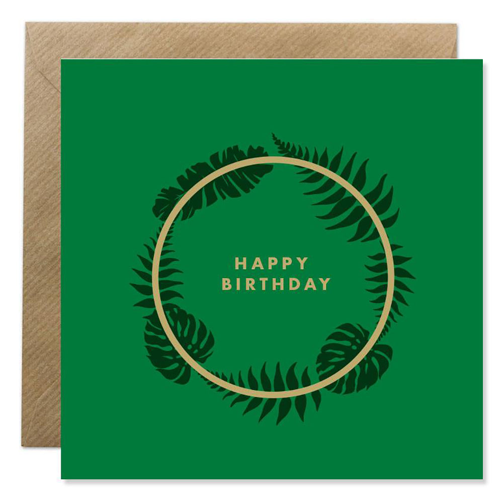 Square foil botanical birthday card
