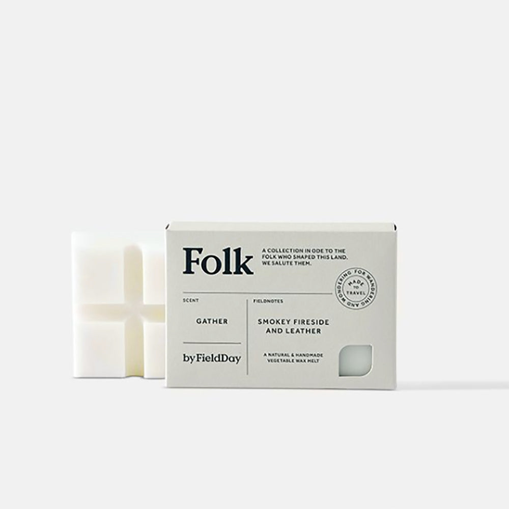 Gather Smokey Fireside & Leather wax melt by Folk
