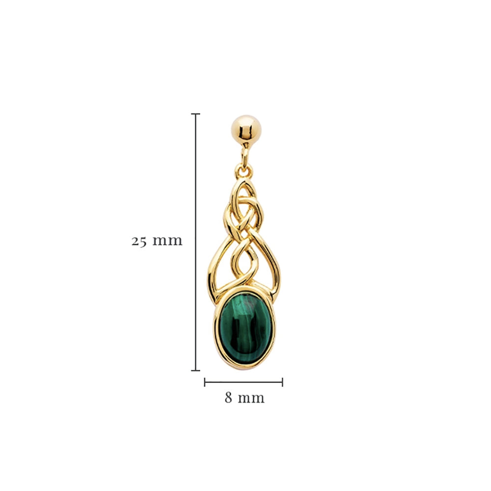 GV11 Celtic Knot Earrings with Malachite Stone