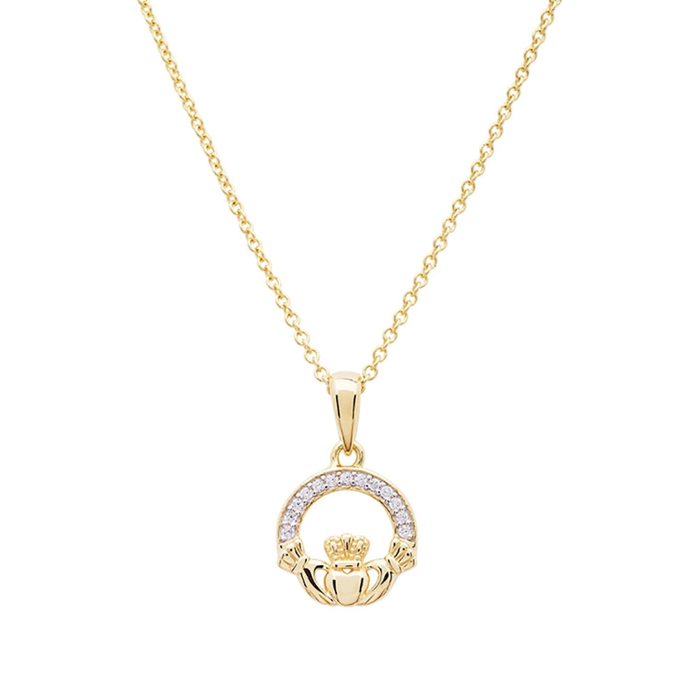 14kt gold irish celtic claddagh necklace