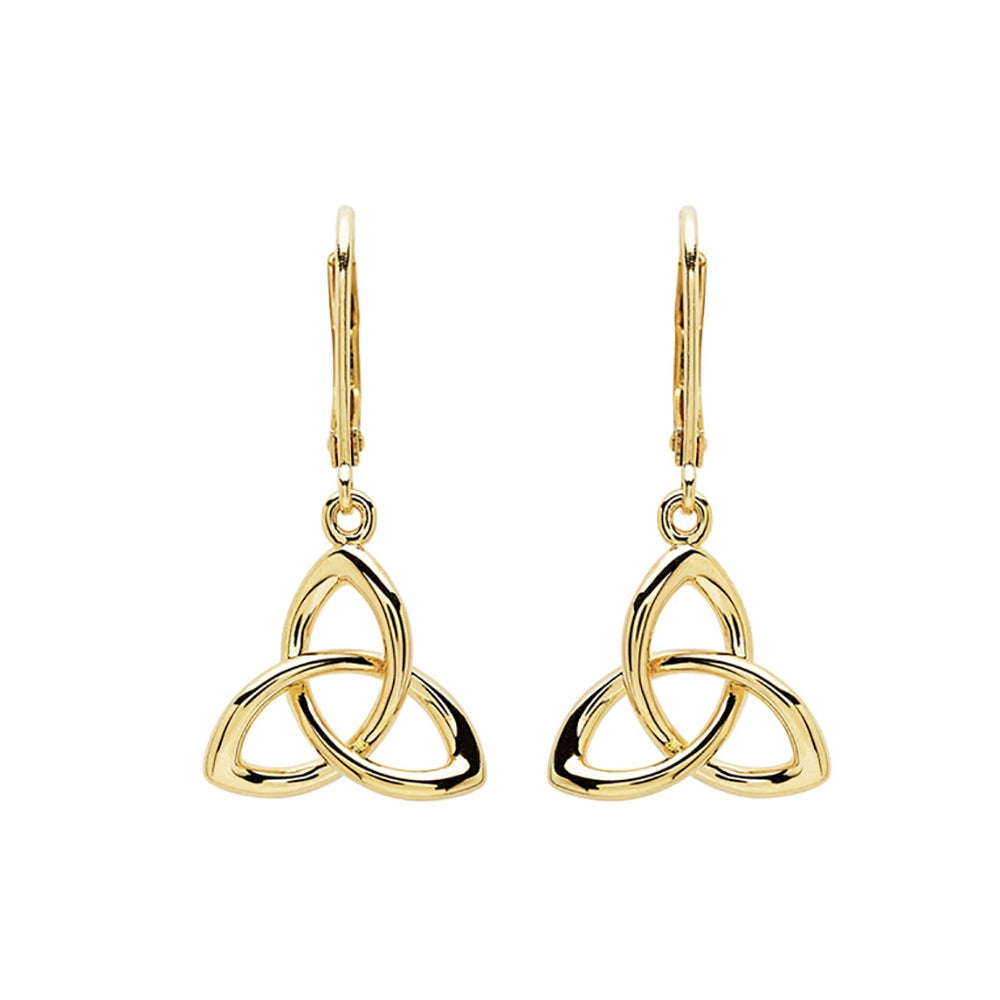 14kt gold trinity knot drop earrings