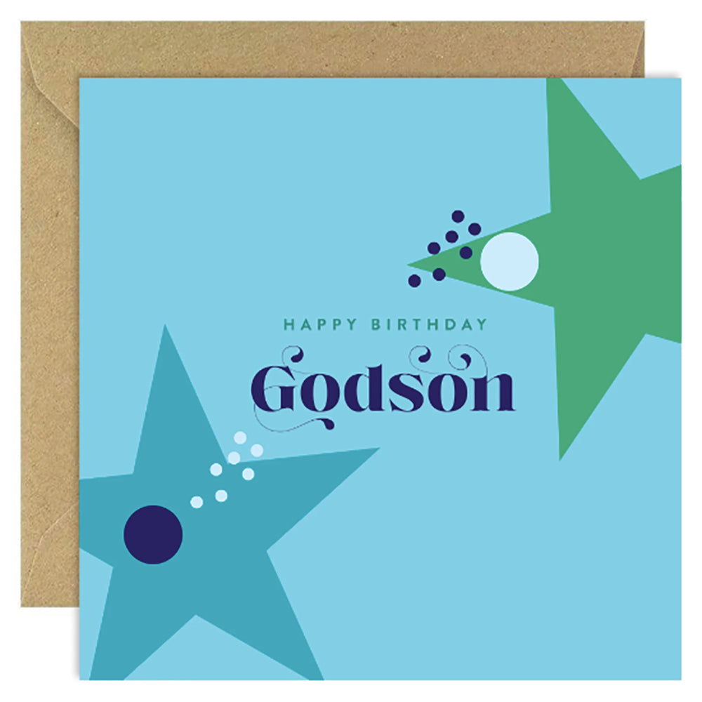 Happy Birthday Godson card with stars