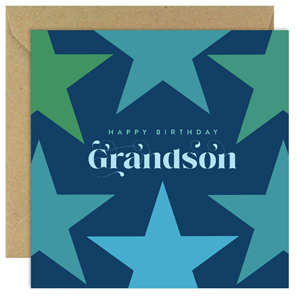 Happy Birthday Grandson card with stars