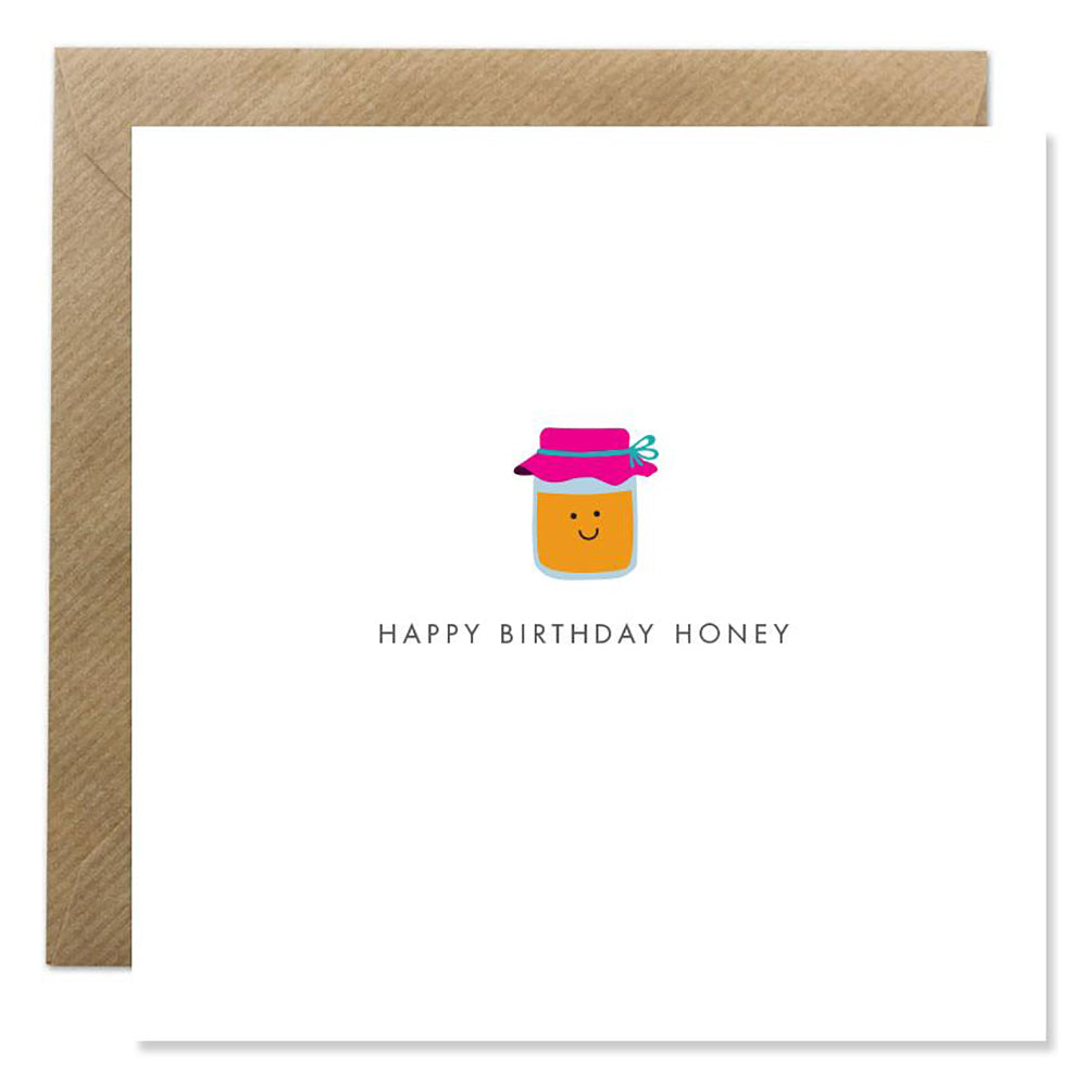 Happy Birthday Honey card with jar illustration