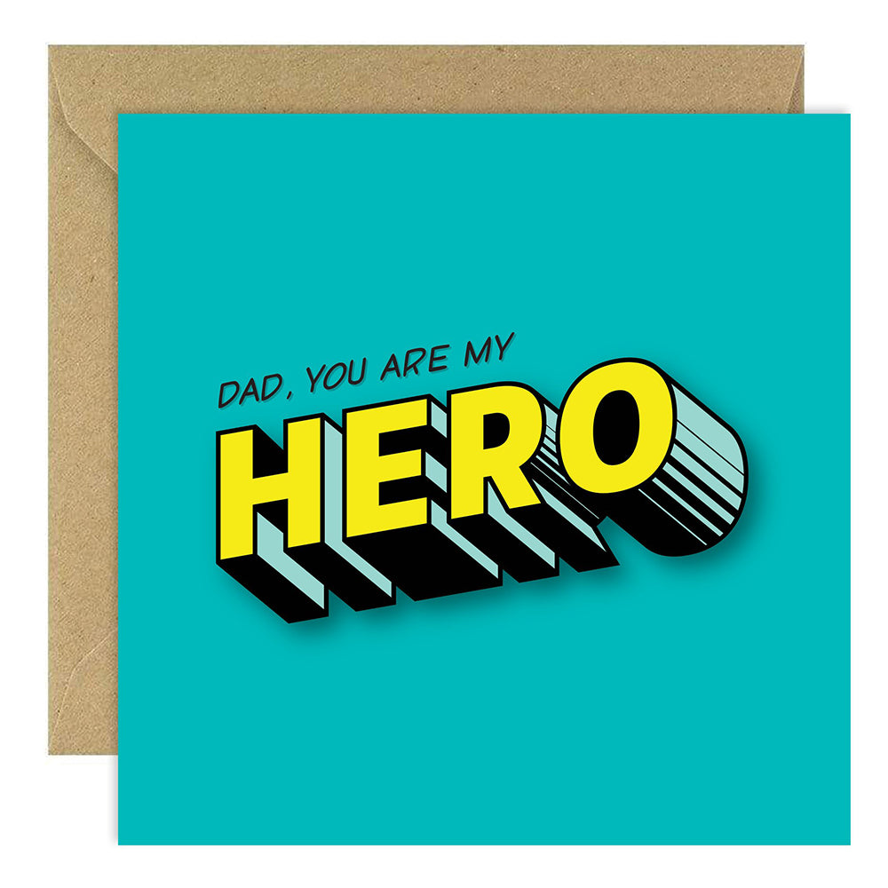 Hero Dad card with Dad, you are my HERO text