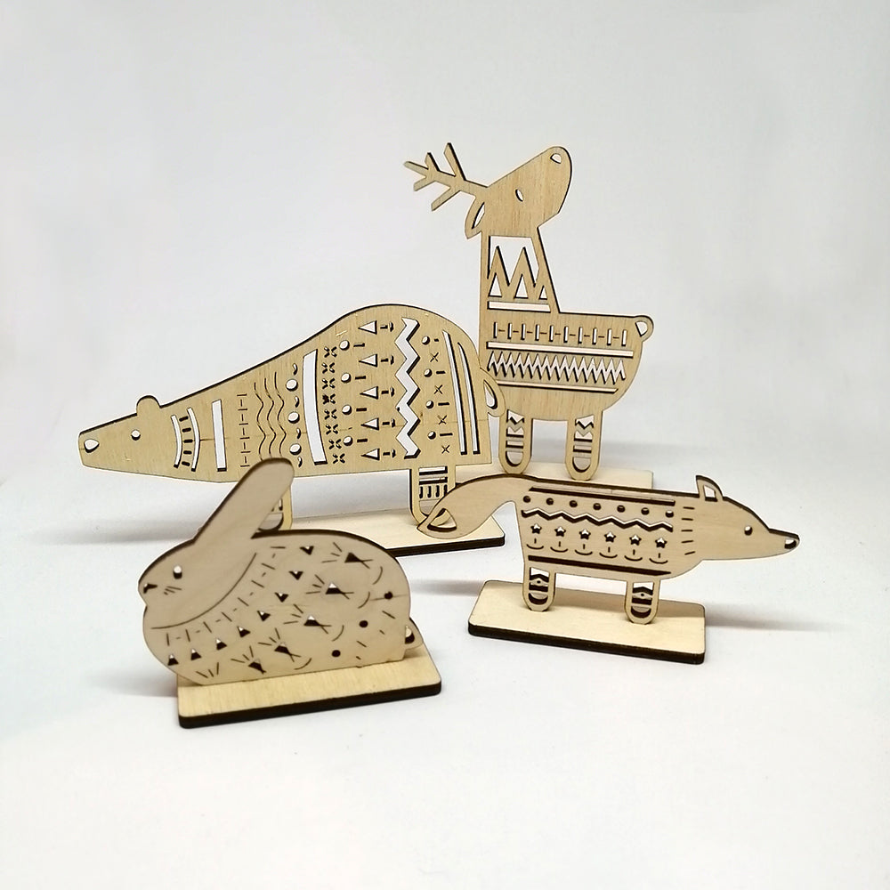 wooden christmas animal ornaments