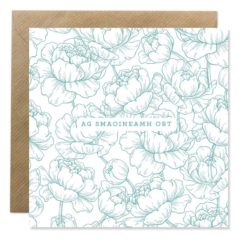 Square Irish Thinking of You card with floral design
