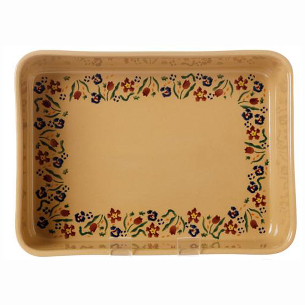 Large square oven dish with wildflower design.