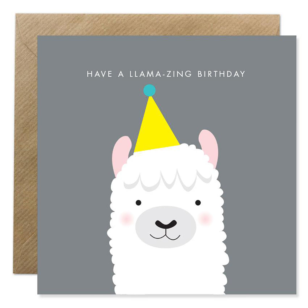 Square Llama birthday card with llama-zing message.